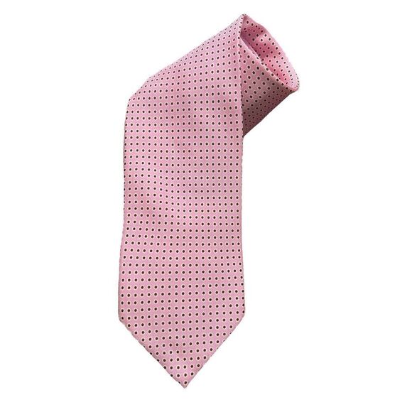 Arcuri Neck Tie Pink 100% Silk Woven Polka Dot Handmade 65 x 3.5 - Picture 1 of 5